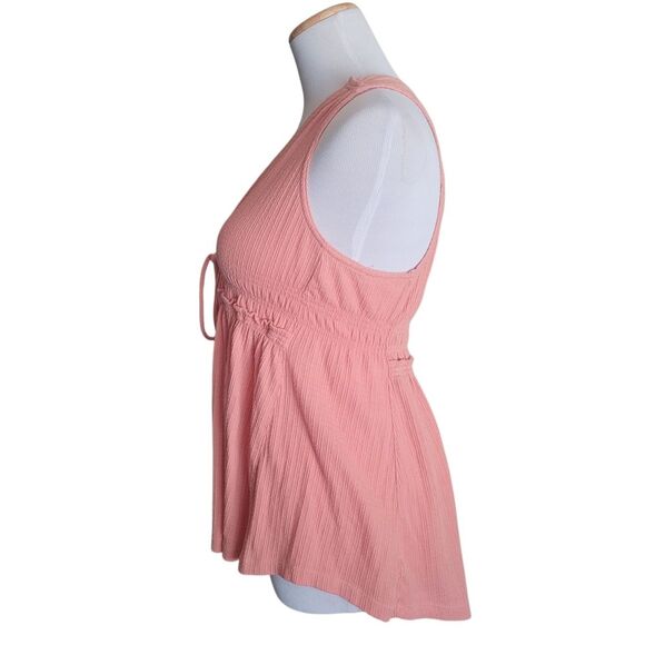 Free People Beach Bound Plunging Tank Top Tie Front Sleeveles Ribbed Womens M - Picture 2 of 8